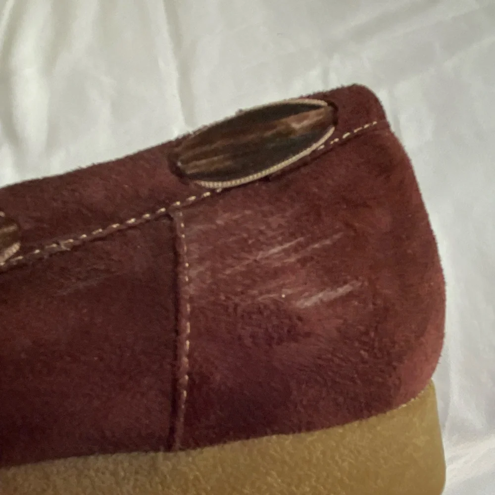LOWER EAST SIDE Women Leather Moccasin Slip On Shoes 9.5 Red Wine Canoe Loafers